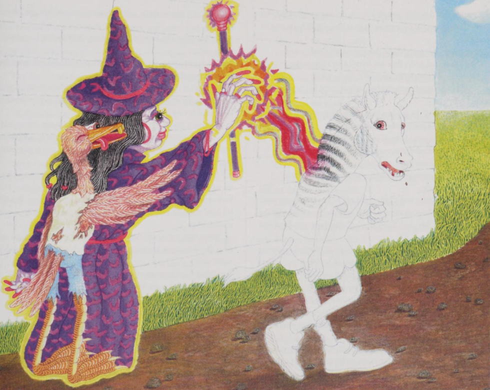 The witch giving Larry his magical stripes